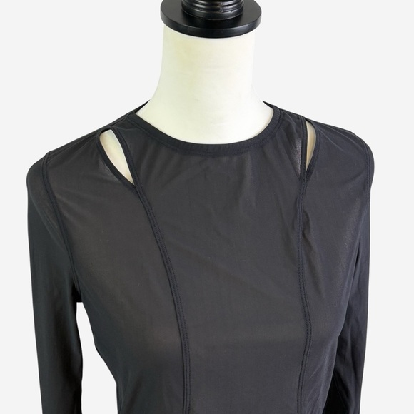 Lululemon Sheer Mesh Long Sleeve Cutout Top Size 6 Thumbholes Lightweight - Picture 2 of 9